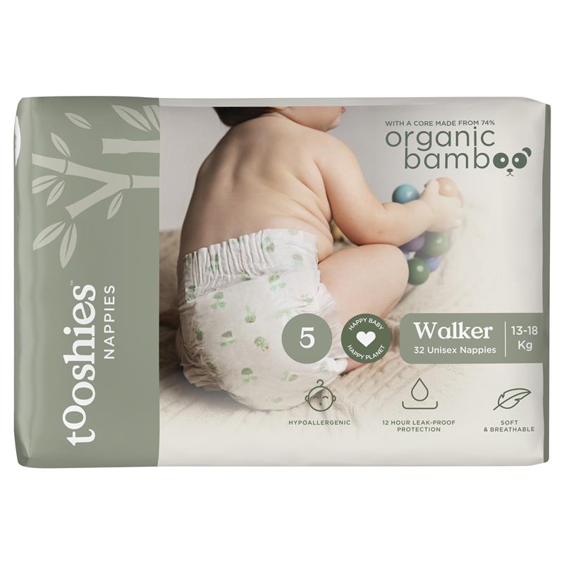 Load image into Gallery viewer, Tooshies Eco Nappies with Organic Bamboo Size 5 Walker 13-18kg, 32 pack
