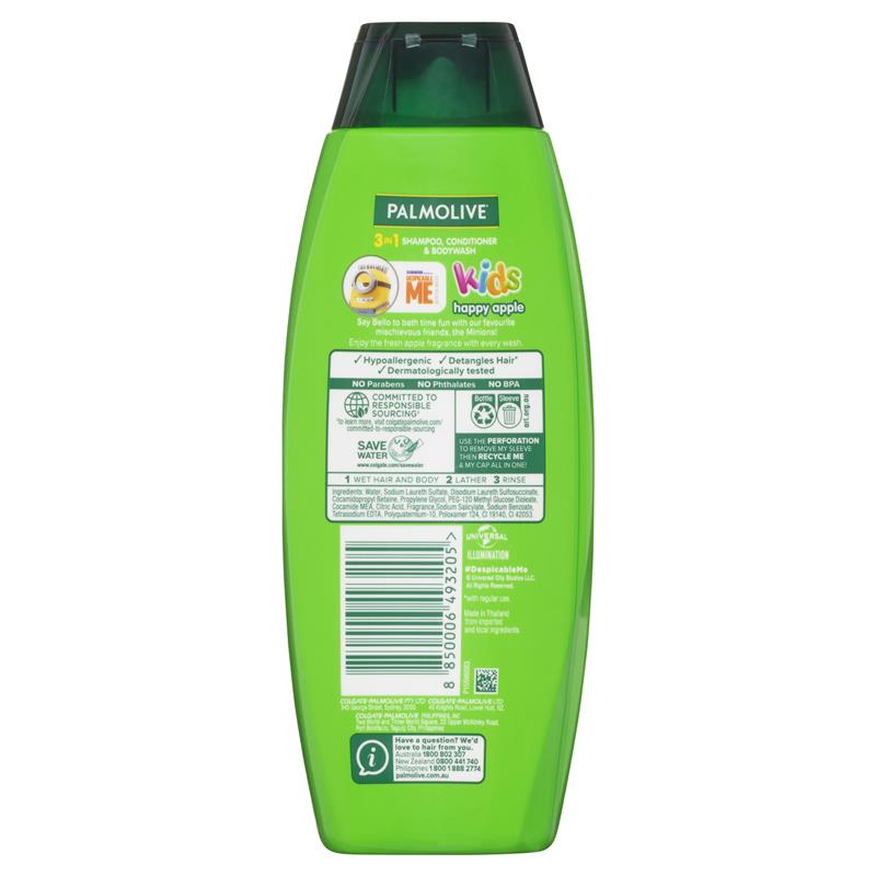 Load image into Gallery viewer, Palmolive Kids 3 in 1 Hypoallergenic Shampoo, Conditioner &amp; Bodywash Happy Apple 350mL
