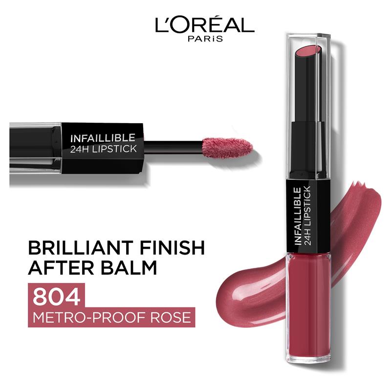 Load image into Gallery viewer, L'Oreal Paris Infallible 24H 2-Step Lipstick 804 Metro-Proof Rose
