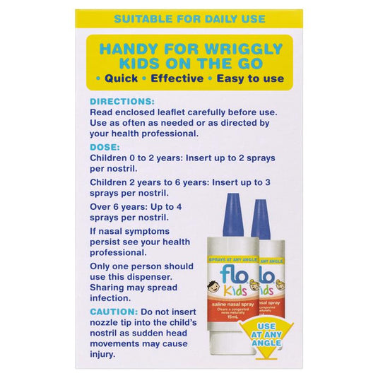 Flo Kids Saline Spray Twin Pack 2 x 15ml Exclusive Size