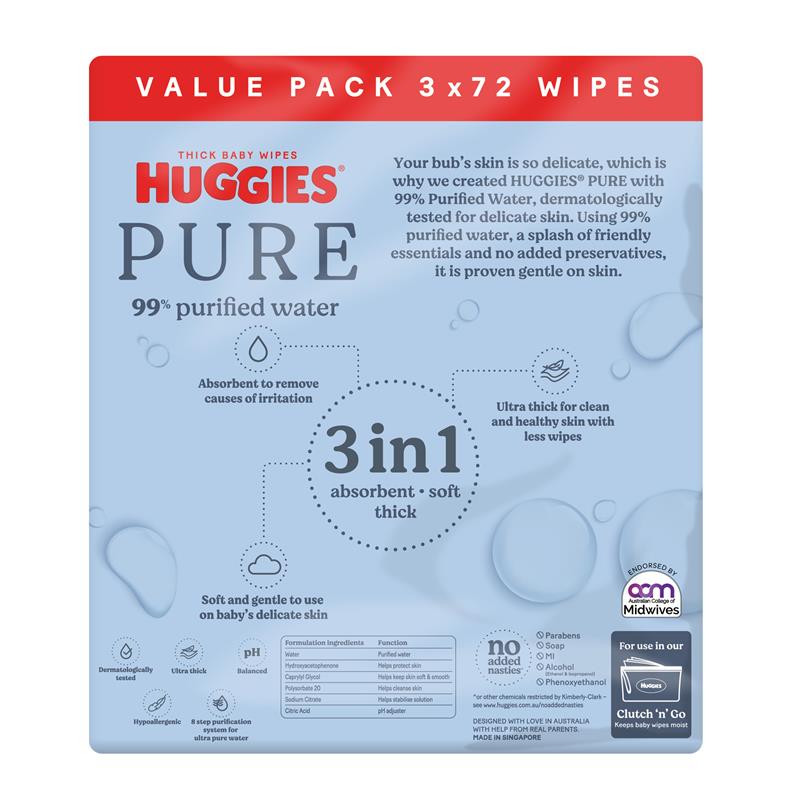 Load image into Gallery viewer, Huggies 99% Water Bulk Wipes 72X3 Pack

