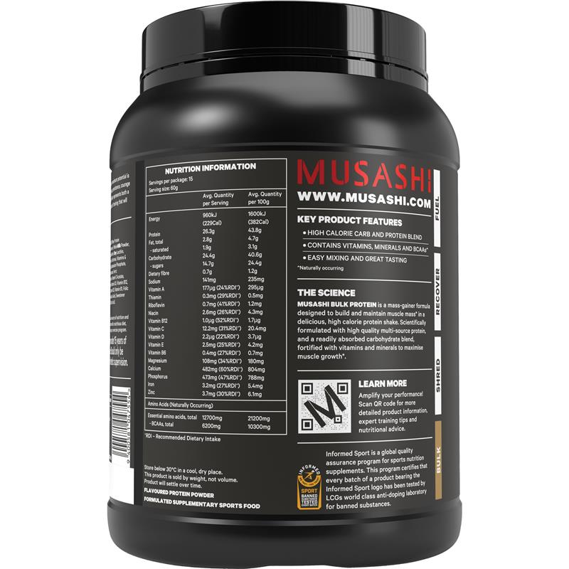 Load image into Gallery viewer, Musashi Bulk Protein Vanilla 900g
