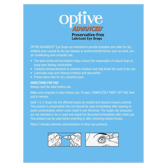 Optive Advanced Lubricant Eye Drops 30 x 0.4mL