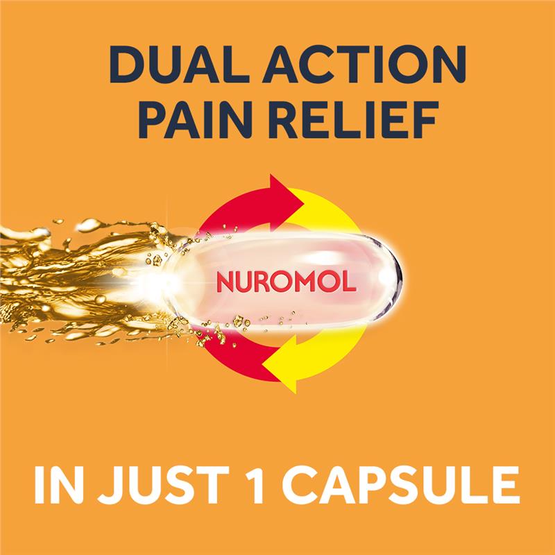 Load image into Gallery viewer, Nuromol Strong Pain Relief Liquid Capsules 200mg Ibuprofen/500mg Paracetamol 10 pack
