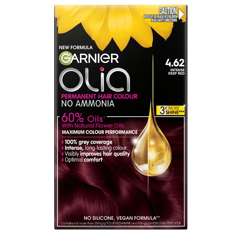 Load image into Gallery viewer, Garnier Olia 4.62 Intense Deep Red Permanent Hair Colour No Ammonia 60% Oils
