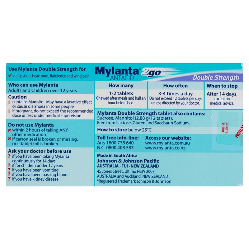 Load image into Gallery viewer, Mylanta 2Go Antacid Double Strength Tablets Lemon Mint 48 Pack
