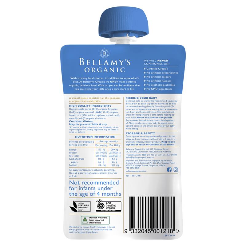 Load image into Gallery viewer, Bellamy's Organic Apple Fig &amp; Oatmeal 120g
