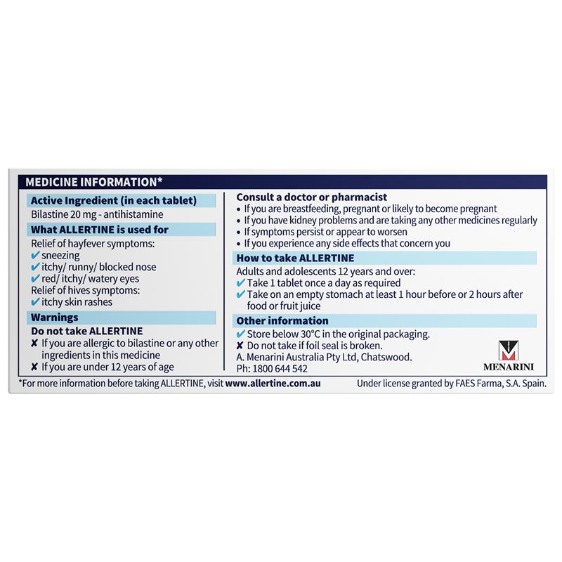 Load image into Gallery viewer, Allertine 20mg 10 Tablets - Bilastine
