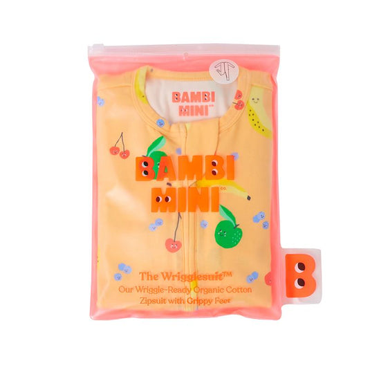 Bambi Mini Co. Wrigglesuit Unisex Orange Fruit Salad 0 Newborn