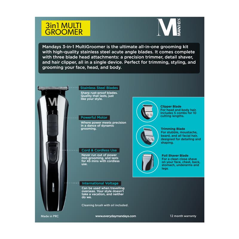 Load image into Gallery viewer, Mandays 3 In 1 Multi Groomer
