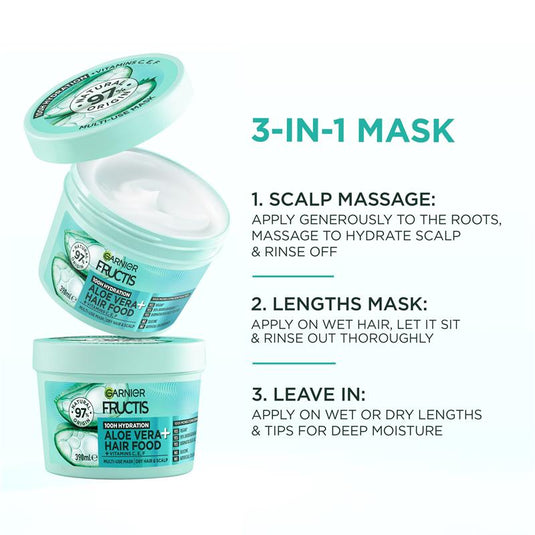 Garnier Fructis Hair Food Hydrating Aloe Vera 3-in-1 Mask Treatment  390ml