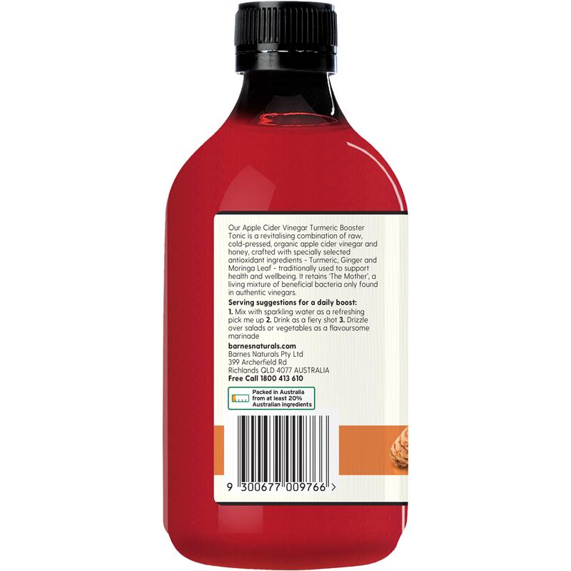 Load image into Gallery viewer, Barnes Naturals Apple Cider Vinegar Tonic with The Mother Turmeric Booster 500ml
