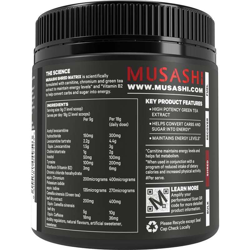 Load image into Gallery viewer, Musashi Shred Matrix Powder Passionfruit 270g
