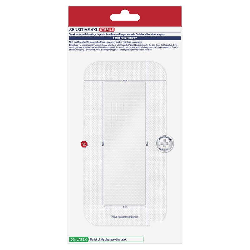 Load image into Gallery viewer, Elastoplast Sensitive Dressing 4XL 10x20cm 5 Dressings
