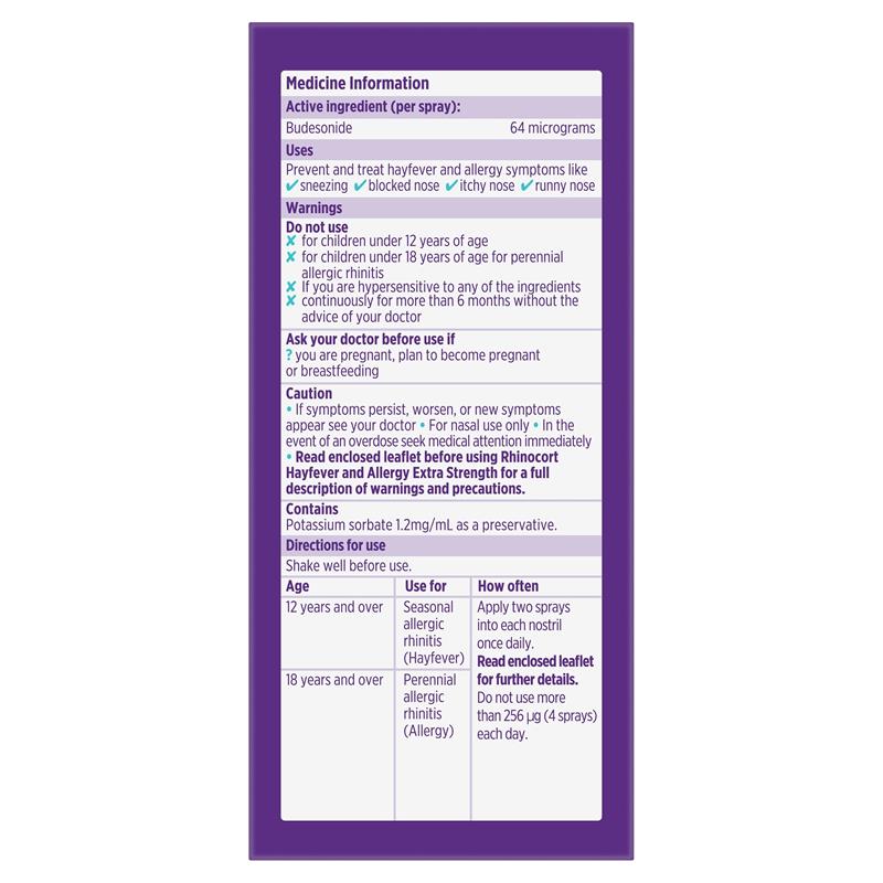 Load image into Gallery viewer, Rhinocort Extra Strength Hayfever &amp; Allergy Nasal Spray 120 Sprays
