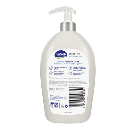 Redwin Sorbolene Intensive Hydration Lotion 550ml