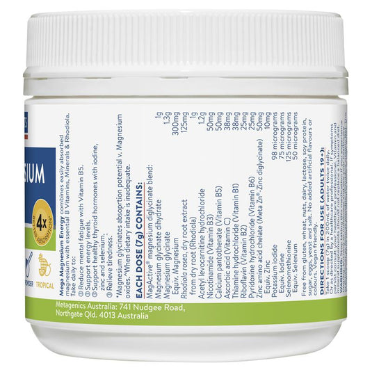 Ethical Nutrients Mega Magnesium Energy 140g Powder
