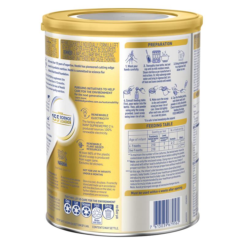 Load image into Gallery viewer, Nestle NAN SUPREMEpro 2 Premium Baby Follow-on Formula Powder, From 6 to 12 Months – 800g
