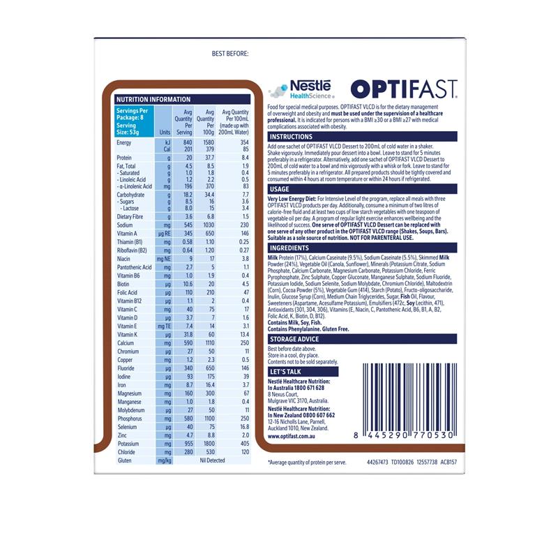 Load image into Gallery viewer, Optifast VLCD Dessert Chocolate 8 x 53g
