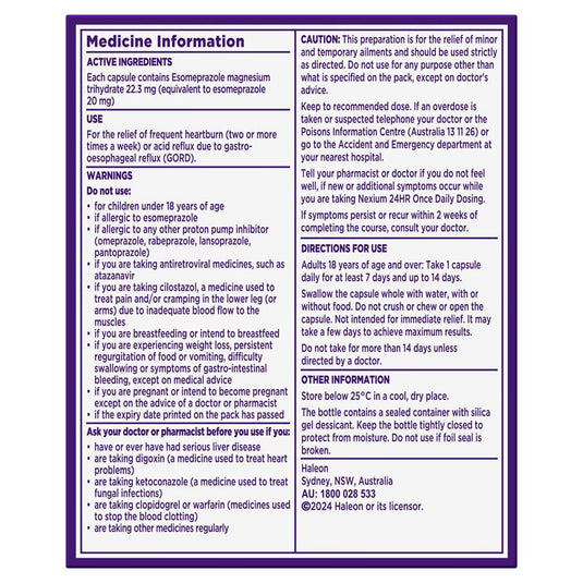 Nexium 24hr Heartburn & Acid Reflux Relief 20mg Mini 14 Capsules
