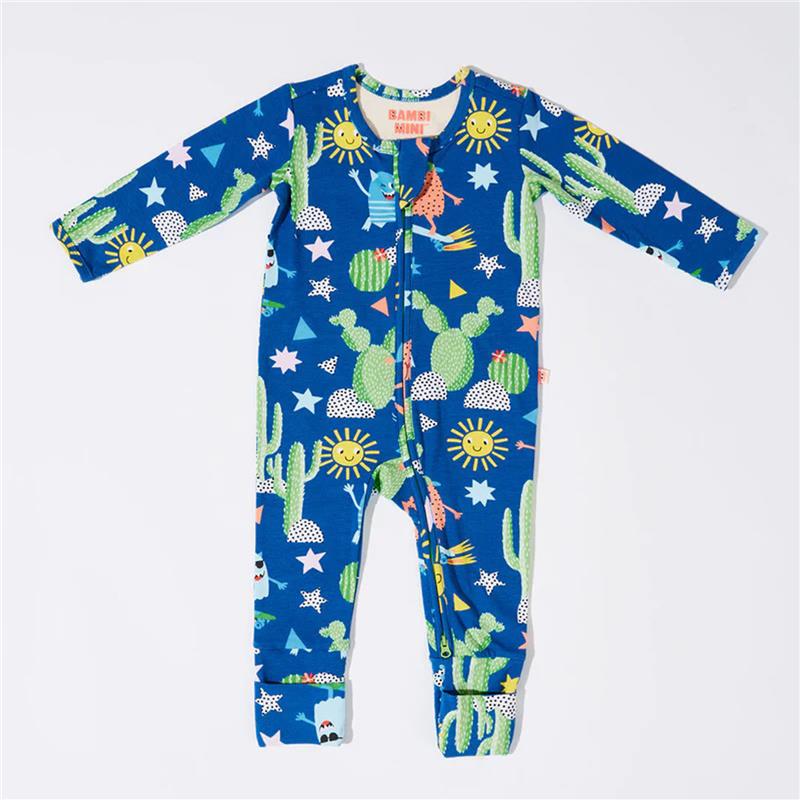 Load image into Gallery viewer, Bambi Mini Co. Wrigglesuit 12-18 Months (with Grippy Feet) Beaucoup Blue
