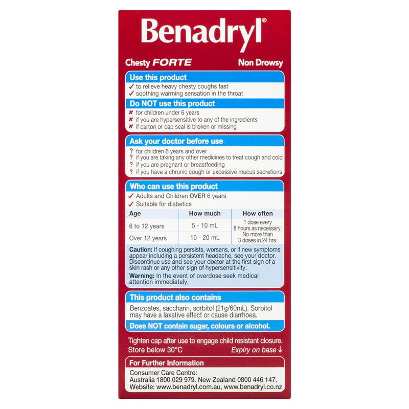 Load image into Gallery viewer, Benadryl Chesty Forte Cough Liquid Berry Flavour 200mL

