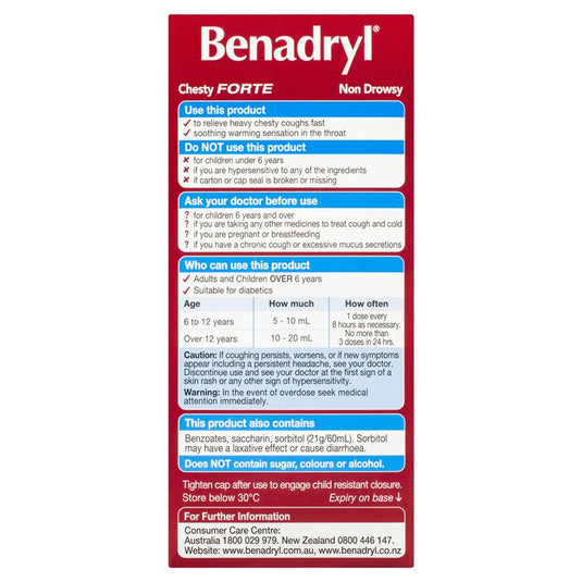 Benadryl Chesty Forte Cough Liquid Berry Flavour 200mL