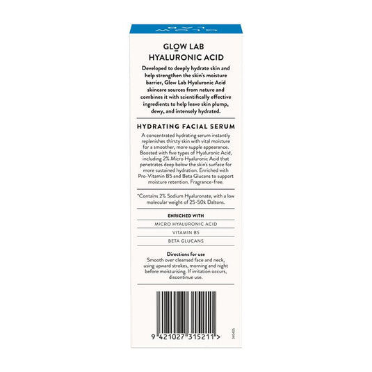 Glow Lab Hyaluronic Acid Hydrating Facial Serum 30ml