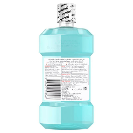 Listerine Zero Alcohol Antibacterial Mouthwash Less Intense Taste 250mL