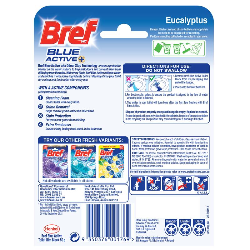 Load image into Gallery viewer, Bref Blue Active Eucalyptus Toilet Block 50g
