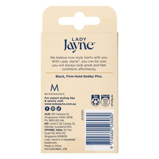 Lady Jayne Bobby Pins, Black, 4.5 Cm, Pk50