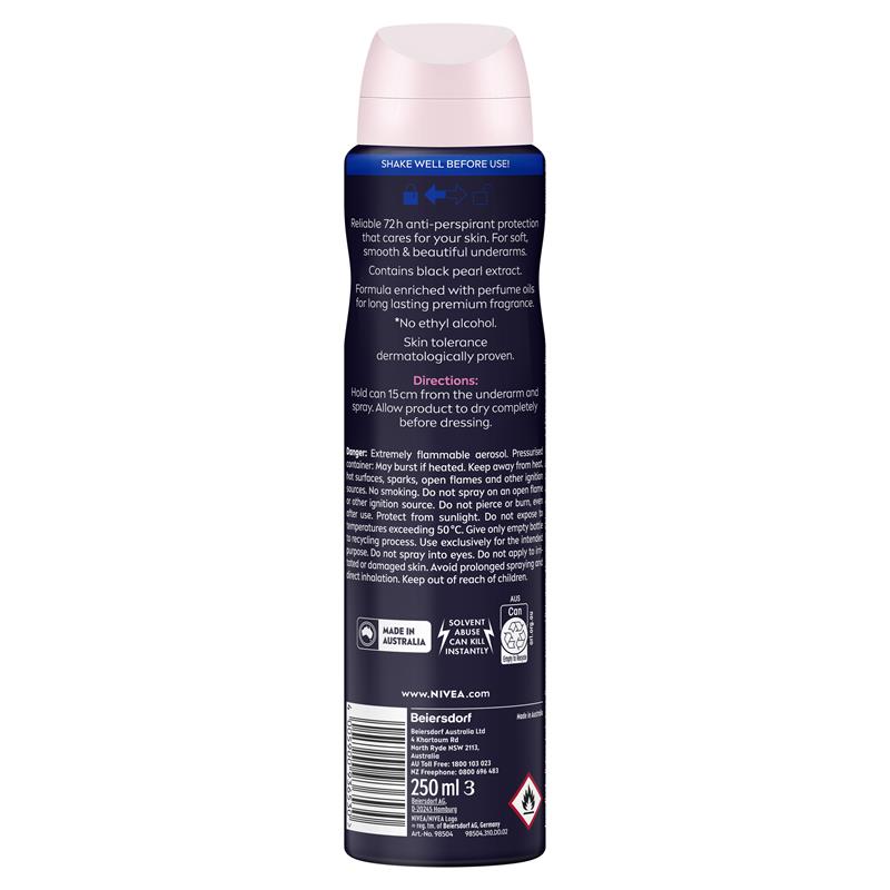 Load image into Gallery viewer, NIVEA Pearl And Beauty Fine Fragrance Black Pearls Aerosol Deodorant 72H Protection 250ml
