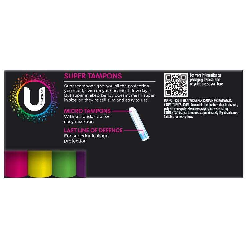 Load image into Gallery viewer, U by Kotex Slim Tampons Super 16 Pack
