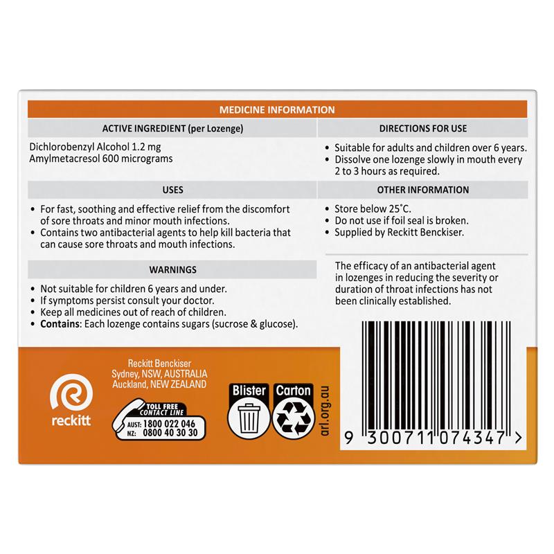 Load image into Gallery viewer, Strepsils Soothing Lozenges Orange 16pk Sore Throat Double Antibacterial
