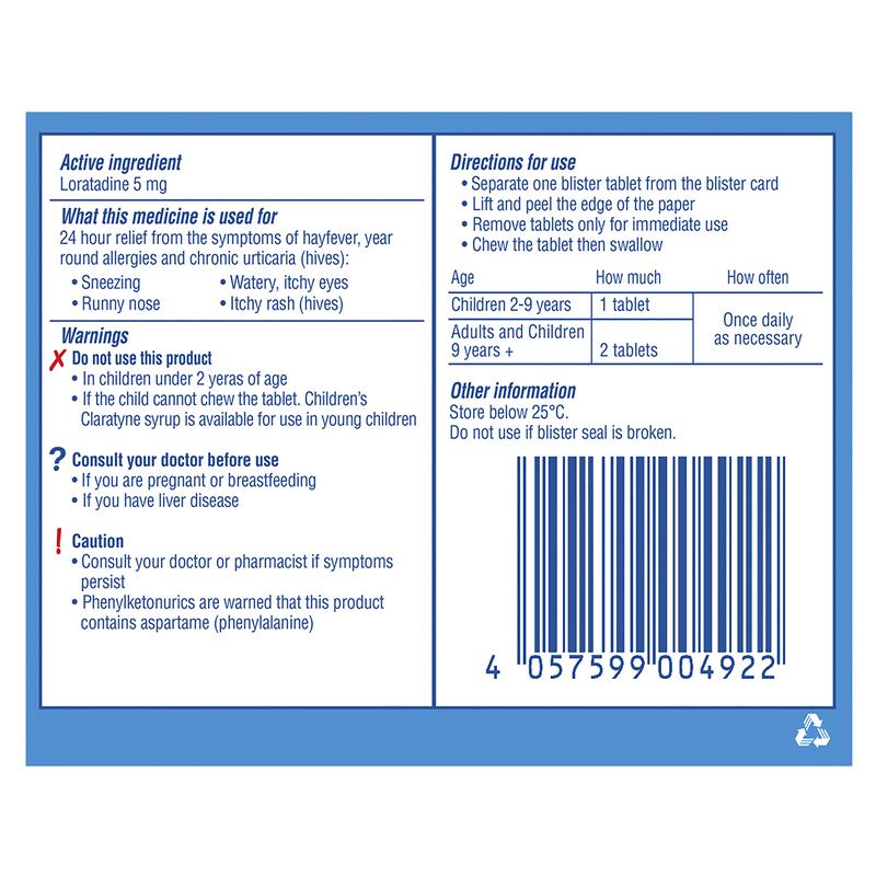 Load image into Gallery viewer, Children's Claratyne Allergy &amp; Hayfever Relief Antihistamine For Kids Grape Flavoured Chewable Tablets 10 pack
