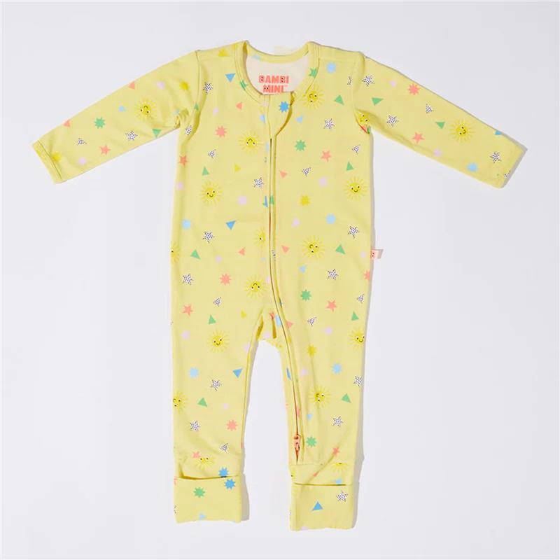 Load image into Gallery viewer, Bambi Mini Co. Wrigglesuit 6-12 Months (with Grippy Feet) Elfin Yellow
