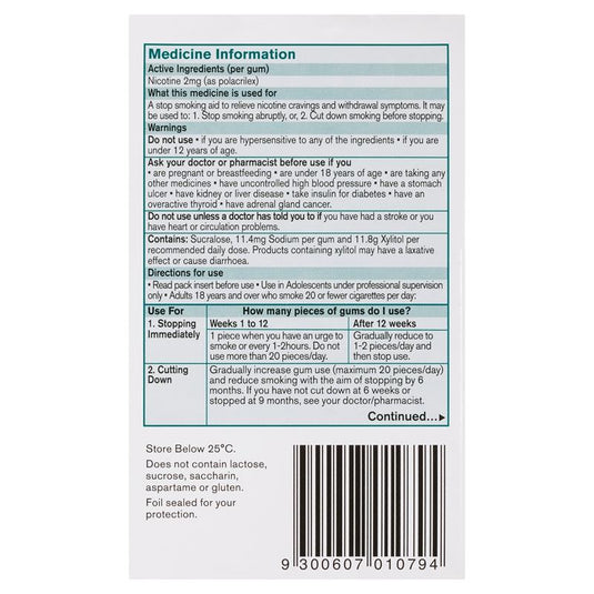 Nicorette Gum 2mg Icy Mint 75 Pieces