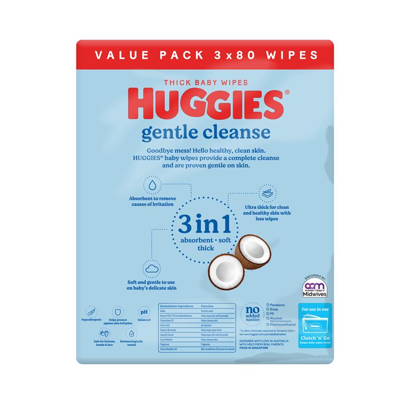 Load image into Gallery viewer, Huggies Coconut 3x80 Wipes
