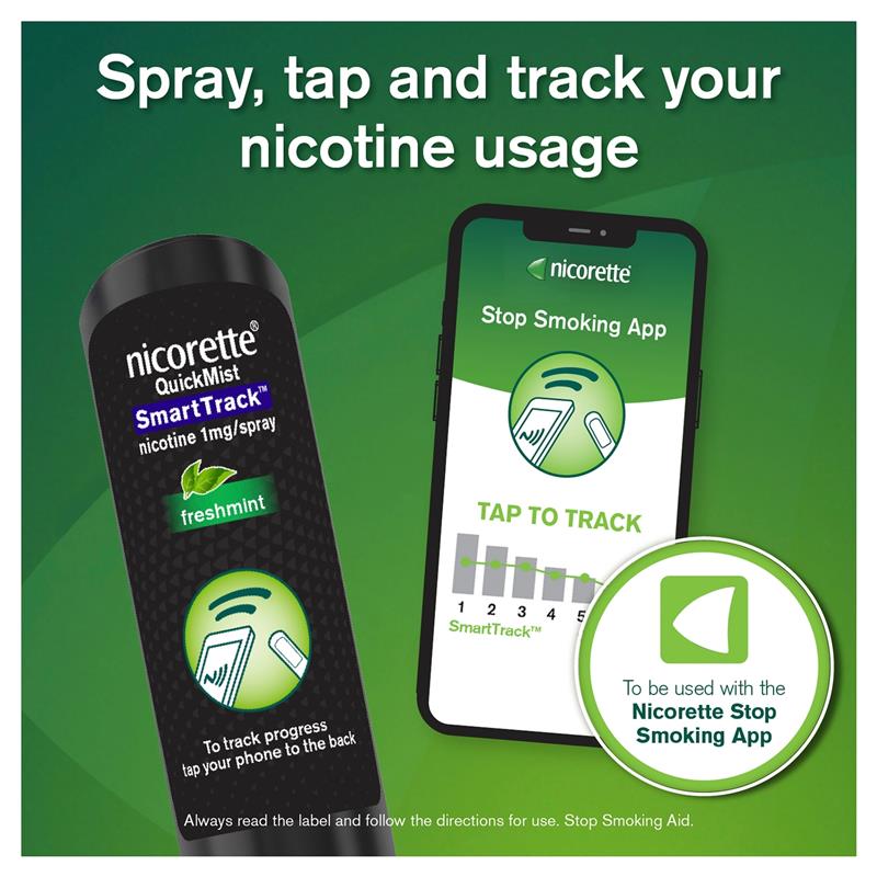 Load image into Gallery viewer, Nicorette Quit Smoking QuickMist SmartTrack Nicotine Mouth Spray Freshmint 150 Pack
