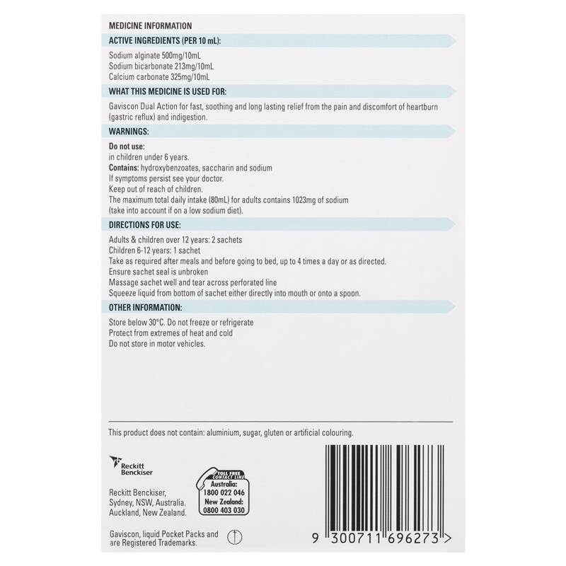 Load image into Gallery viewer, Gaviscon Dual Action Liquid Sachets Peppermint 12 Pack
