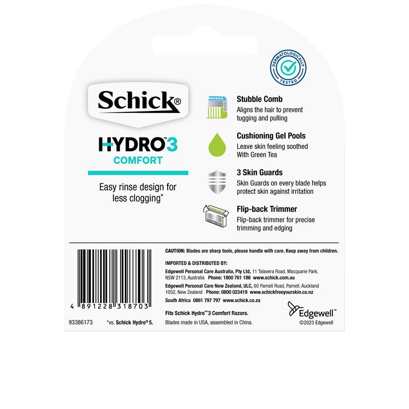 Load image into Gallery viewer, Schick Hydro 3 Mens Refill Razor Blades 4pk
