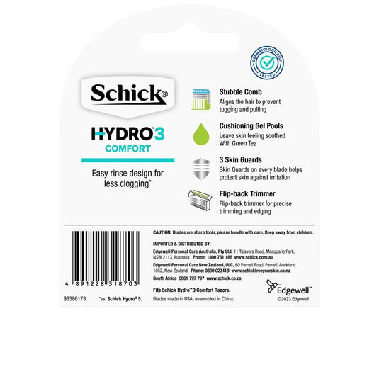 Schick Hydro 3 Mens Refill Razor Blades 4pk