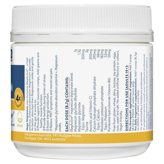 Ethical Nutrients Mega Magnesium 200g Powder Citrus