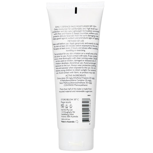 Natio Daily Defence Face Moisturiser SPF 50+ 100ml