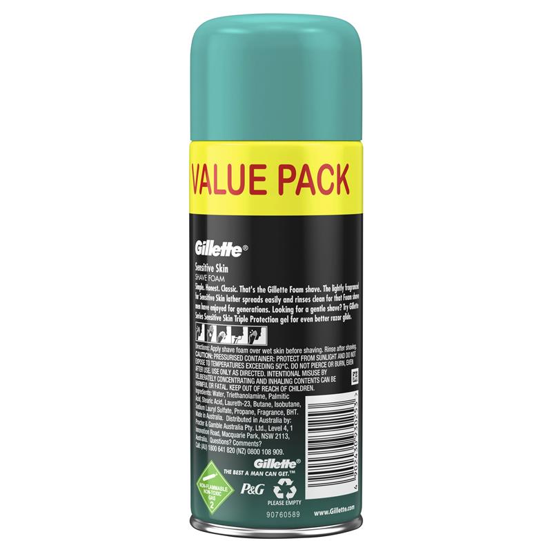 Load image into Gallery viewer, Gillette Shave Foam Sensitive Value Pack 333g
