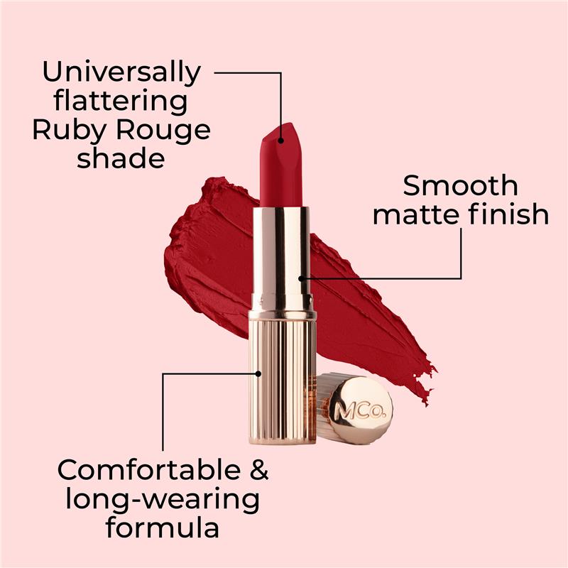 Load image into Gallery viewer, MCoBeauty Creme Matte Luxe Lipstick Ruby Rouge
