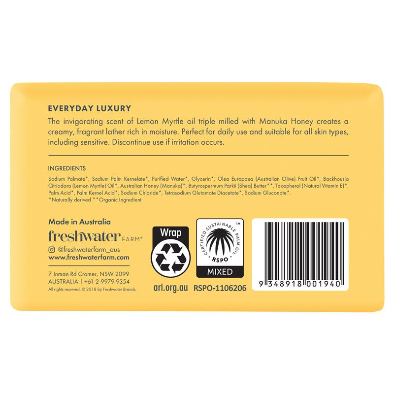 Load image into Gallery viewer, Freshwater Farm Lemon Myrtle Oil + Manuka Honey Body Bar 200g

