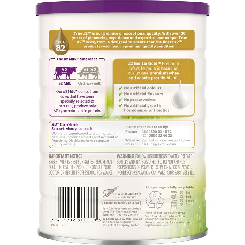 Load image into Gallery viewer, A2 Gentle Gold Premium Infant Formula Stage 1 From Birth 800g
