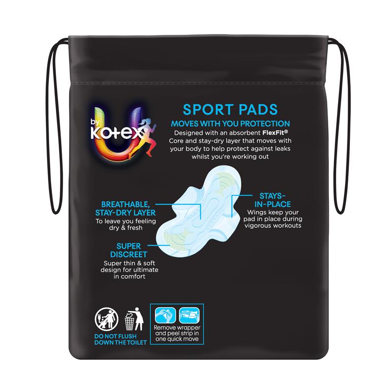 Load image into Gallery viewer, U by Kotex Sport Ultrathins Pads Regular Wing 12 Pack
