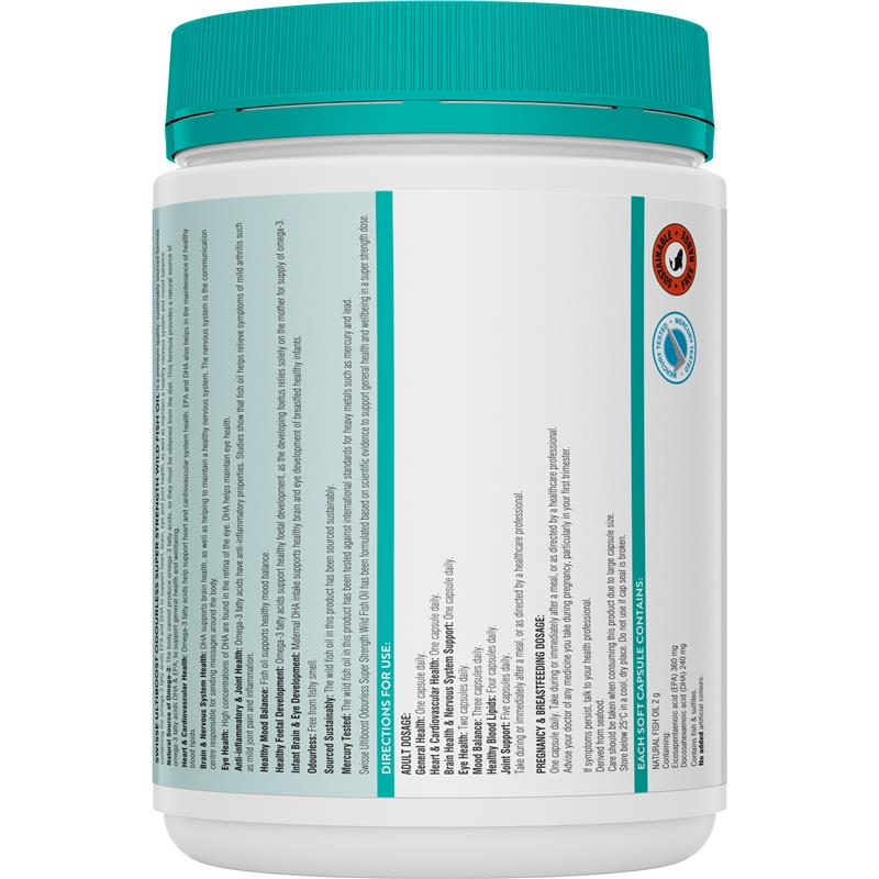 Load image into Gallery viewer, Swisse Ultiboost Odourless Super Strength Wild Fish Oil 2000mg 200 Capsules
